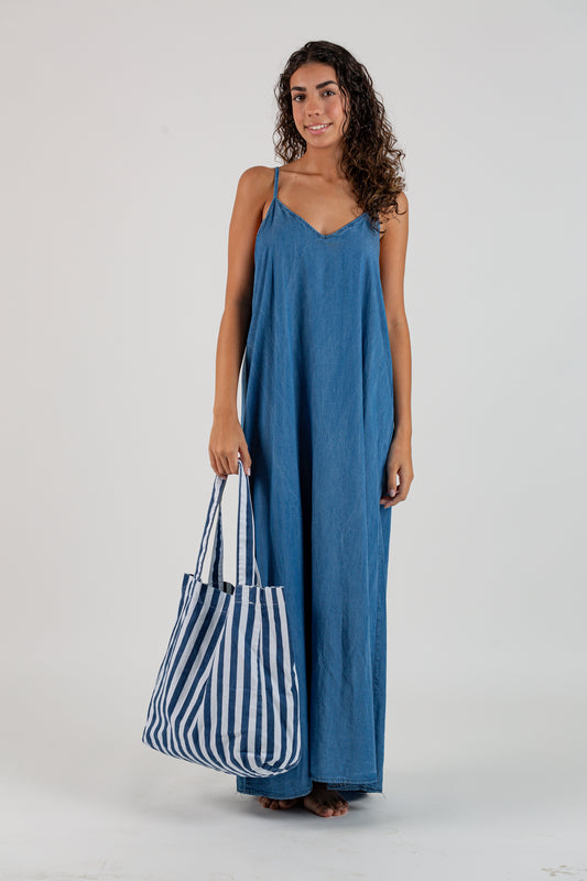 Bolsa TOTE lona rayas navy