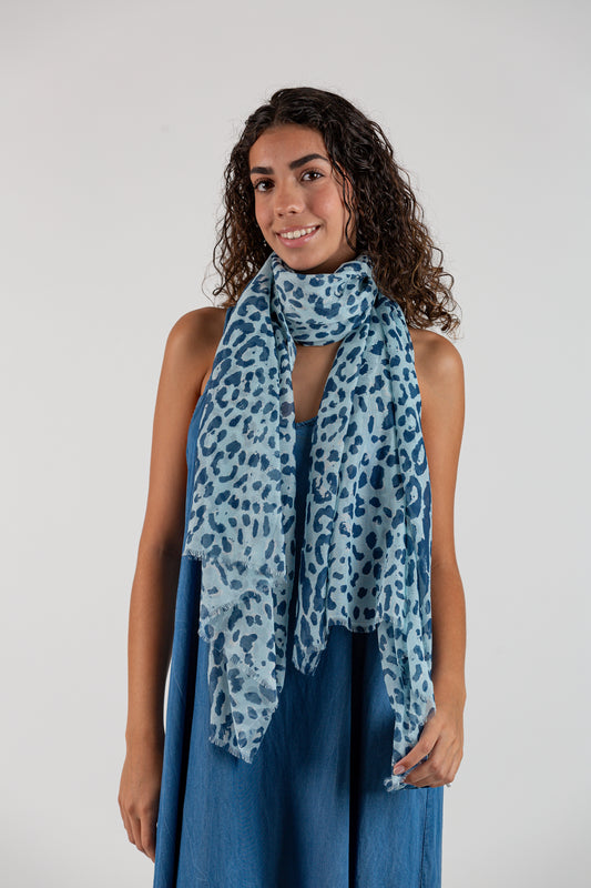 Foulard animal print azul