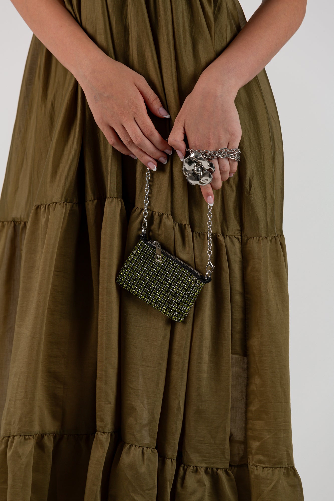 Bolso monedero cristales verde