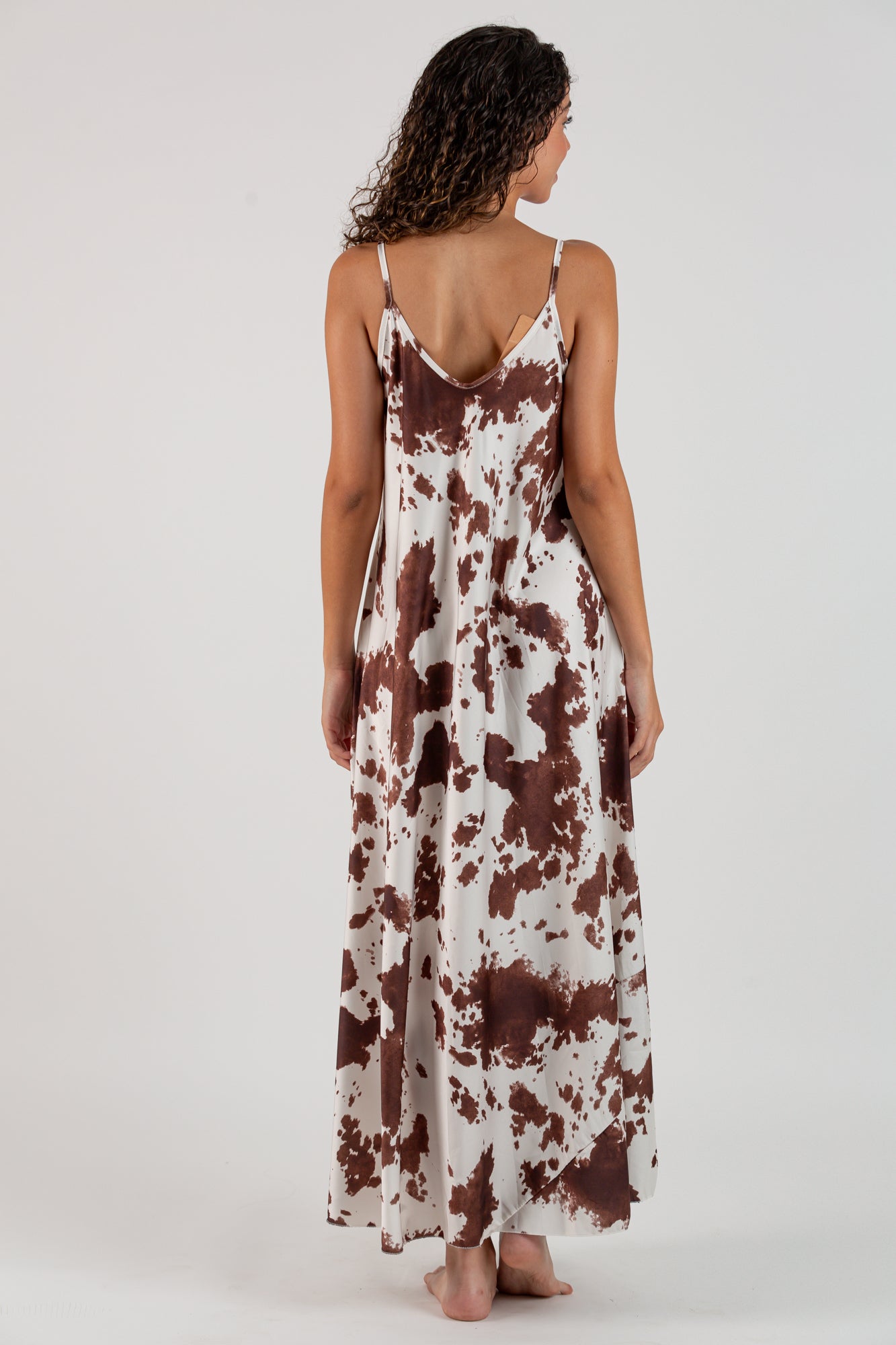 Vestido satén animal print marrón