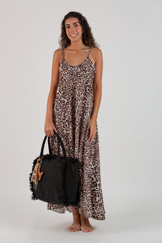 Vestido satén animal print