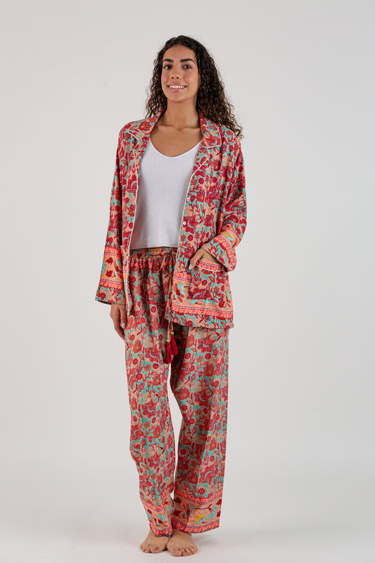 Conjunto estampado de satén
