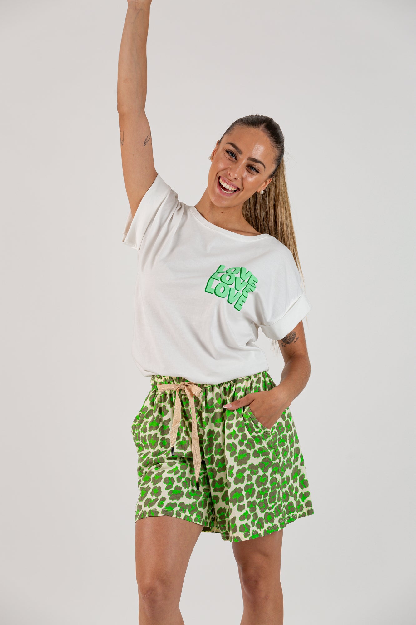 Short animal print verde FLUOR