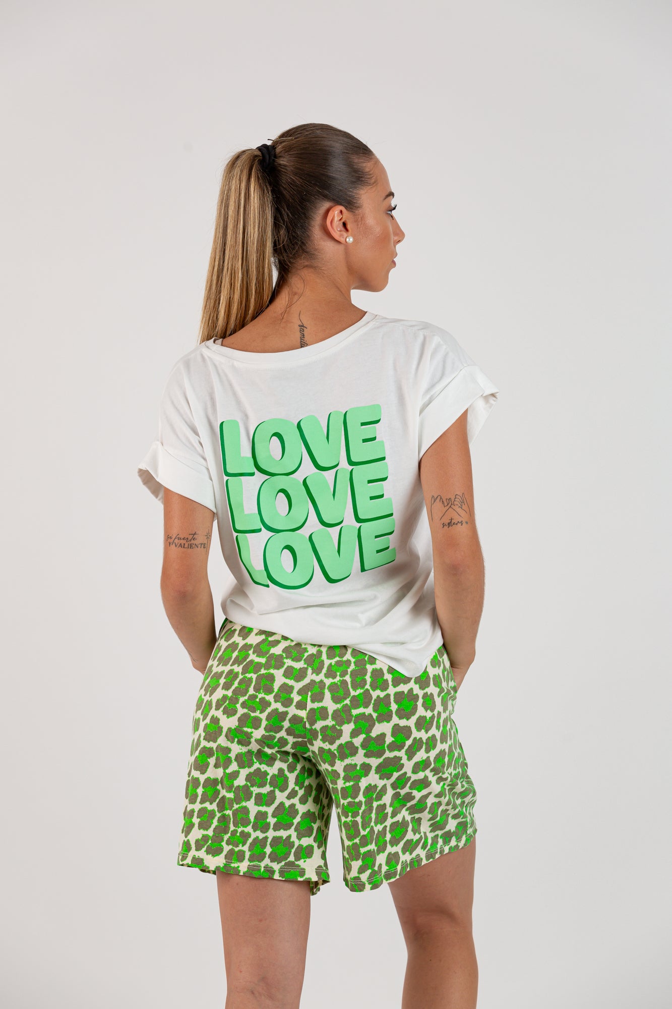 Short animal print verde FLUOR