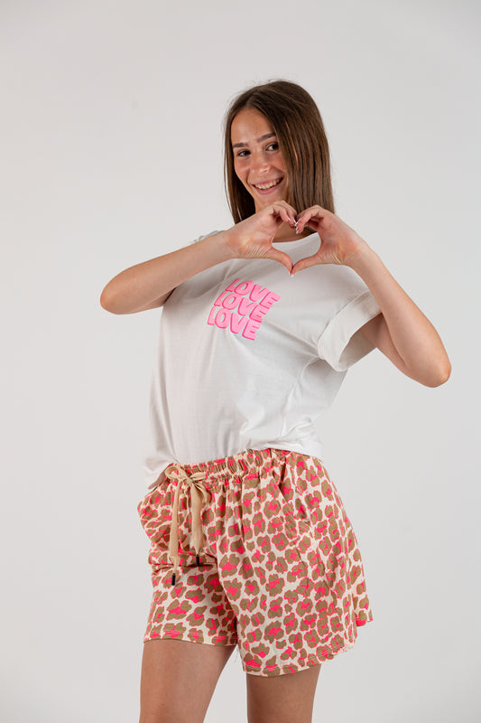 Conjunto camiseta y short Rosa Fluor